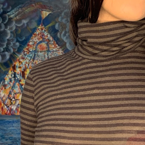 Max Mara Weekend Striped Long Sleeve Brown Top - Picture 3 of 3